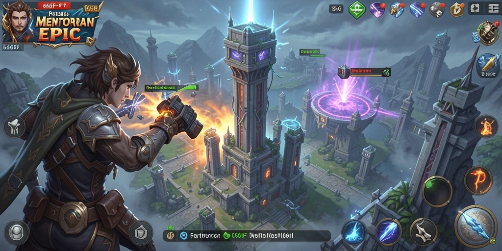 Screenshot gameplay Tower Defense 666FF yang menegangkan.