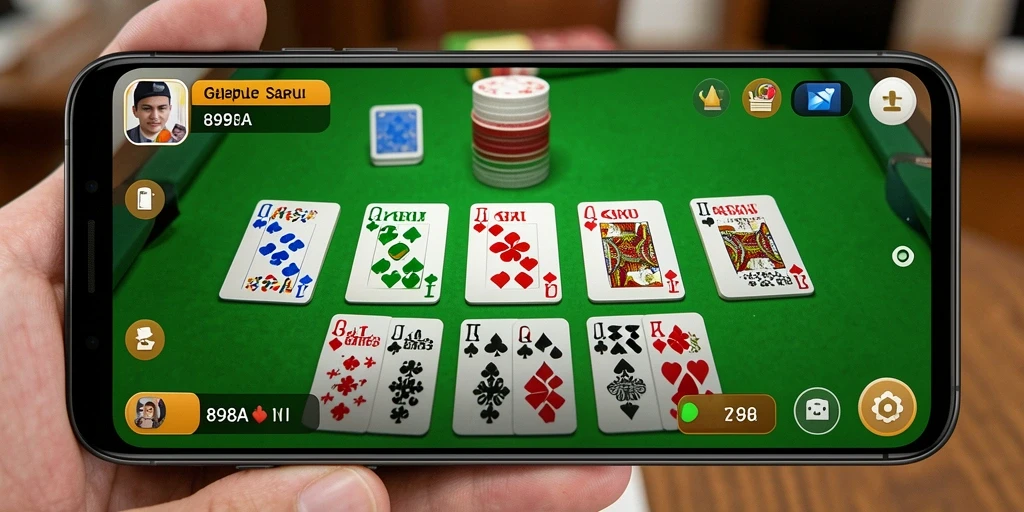 Tampilan gameplay seru dari 898A dalam permainan Gaple.
