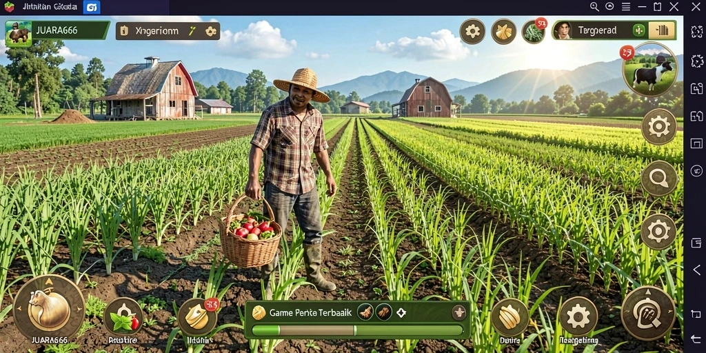 Tangkapan layar JUARA666 menampilkan gameplay bertani yang menarik.