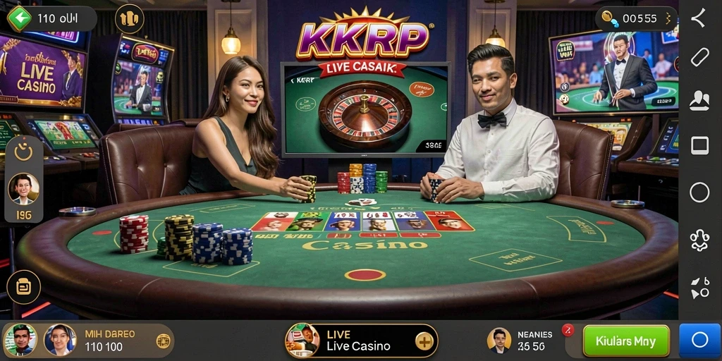 Tampilan screenshot utama KKRP menampilkan dealer langsung dan antarmuka permainan yang menarik.