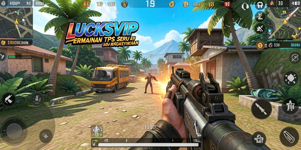 Screenshot LUCKSVIP menampilkan aksi tembak-menembak yang mendebarkan.
