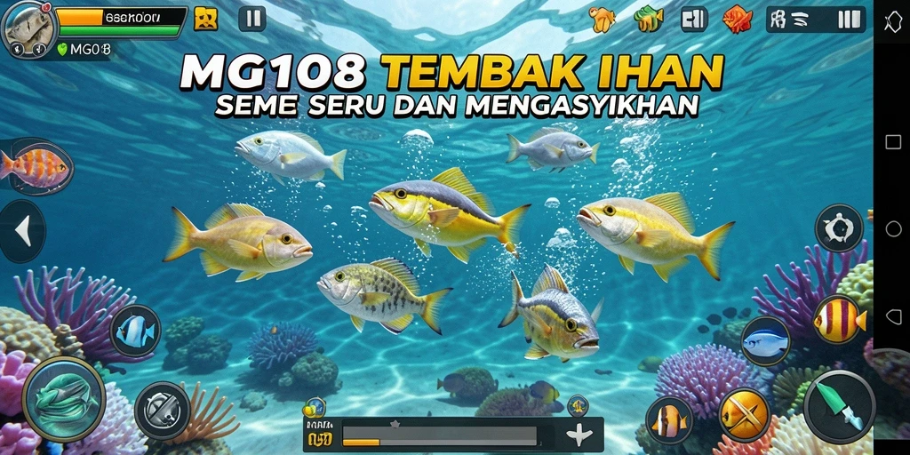Tampilan gameplay menarik dari MG108, penuh dengan aksi menembak ikan.