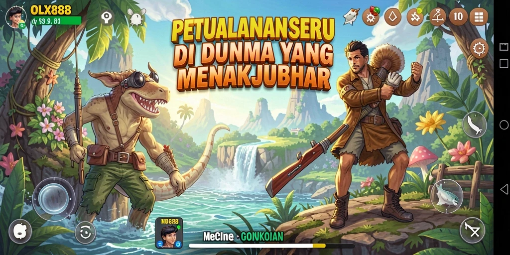 Screenshot gameplay OLX888 menampilkan aksi petualangan yang mendebarkan.