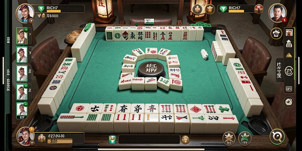 Screenshot RICH7 menampilkan gameplay seru dan menantang permainan Mahjong.