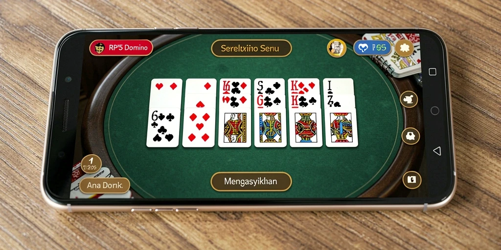 Tampilan gameplay yang seru di RP55 saat bermain Domino.