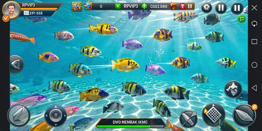 Tampilan gameplay aktif dalam RPVIP3 yang menarik dan penuh aksi Tembak Ikan.