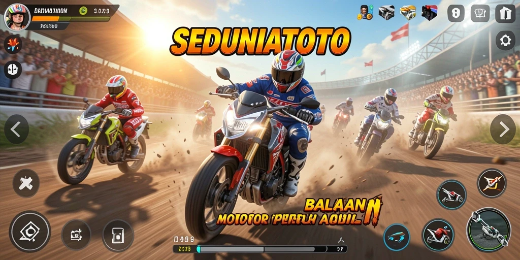 Gameplay balapan motor yang intens dan mendebarkan.