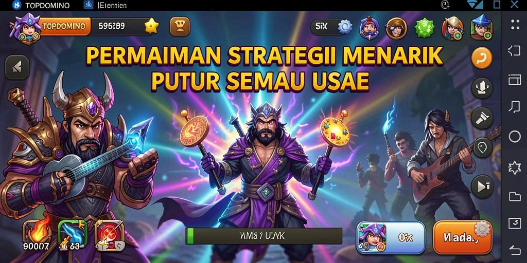 Tangkapan layar menunjukkan gameplay menegangkan TOPDOMINO.