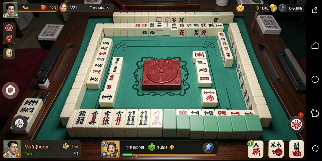 Tampilan gameplay V21 yang menampilkan keseruan permainan Mahjong.