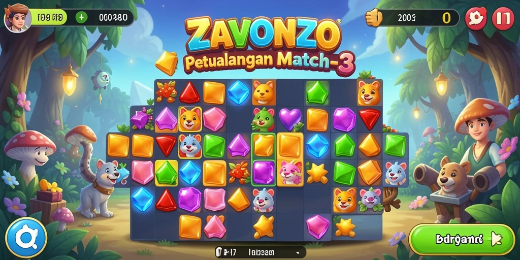 Tampilan seru gameplay ZAVONZO dalam kategori Match-3.